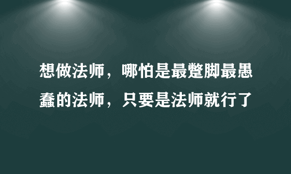 想做法师，哪怕是最蹩脚最愚蠢的法师，只要是法师就行了