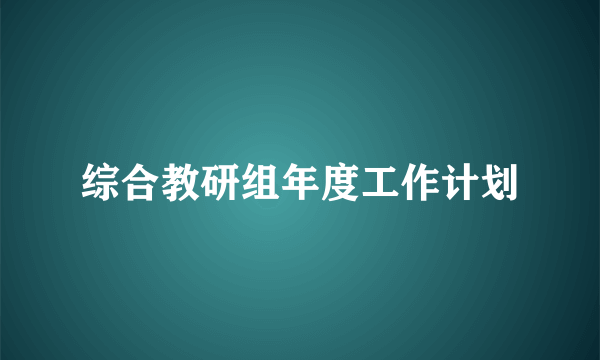 综合教研组年度工作计划