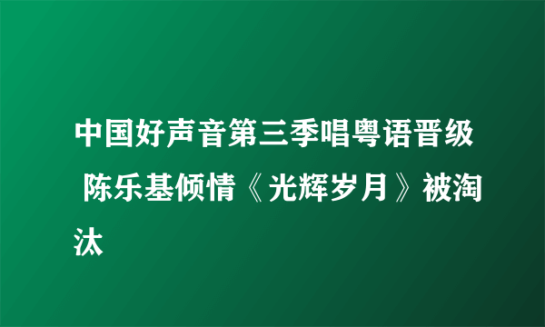 中国好声音第三季唱粤语晋级 陈乐基倾情《光辉岁月》被淘汰