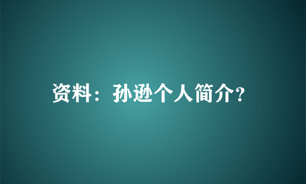 资料：孙逊个人简介？