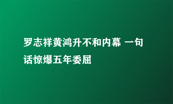 罗志祥黄鸿升不和内幕 一句话惊爆五年委屈