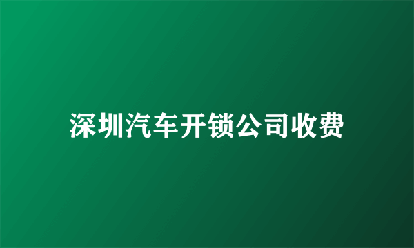 深圳汽车开锁公司收费