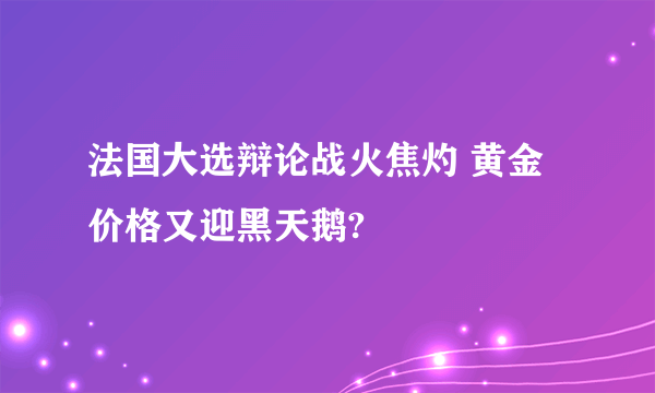 法国大选辩论战火焦灼 黄金价格又迎黑天鹅?