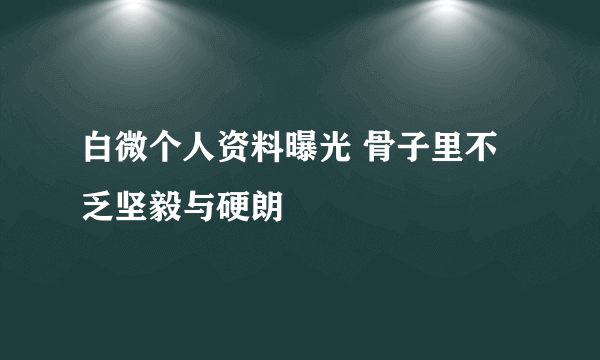 白微个人资料曝光 骨子里不乏坚毅与硬朗