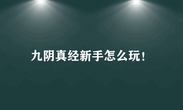 九阴真经新手怎么玩！