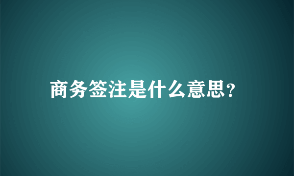 商务签注是什么意思？