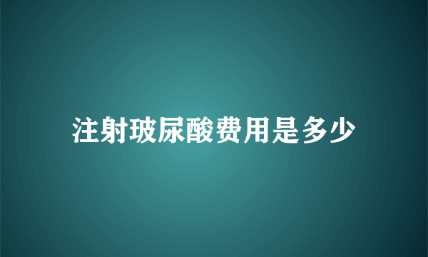 注射玻尿酸费用是多少