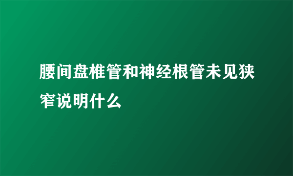 腰间盘椎管和神经根管未见狭窄说明什么