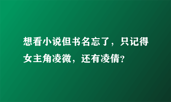 想看小说但书名忘了，只记得女主角凌微，还有凌倩？