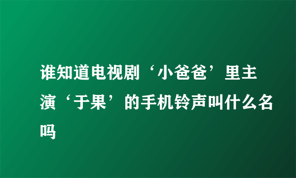 谁知道电视剧‘小爸爸’里主演‘于果’的手机铃声叫什么名吗