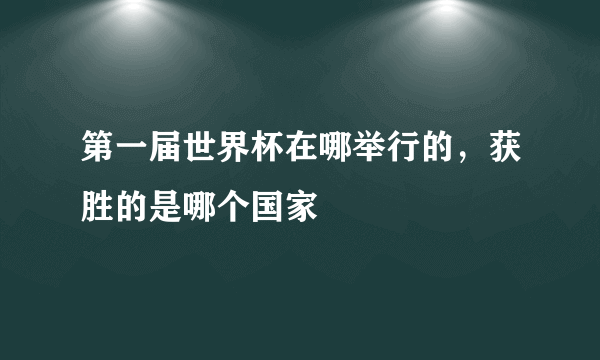 第一届世界杯在哪举行的，获胜的是哪个国家