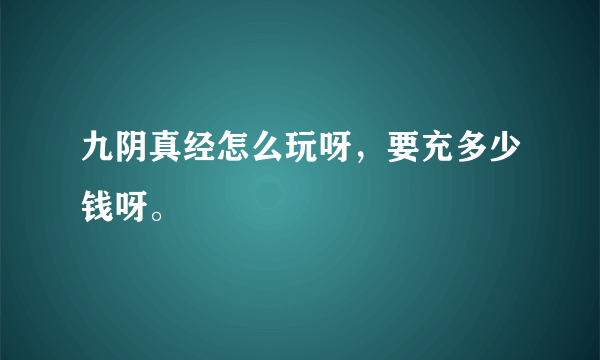 九阴真经怎么玩呀，要充多少钱呀。