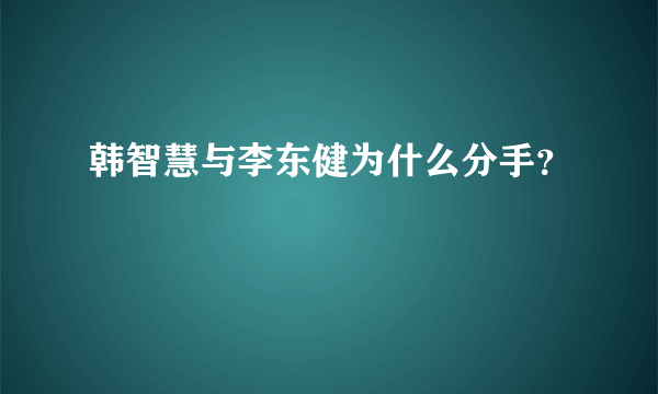 韩智慧与李东健为什么分手？