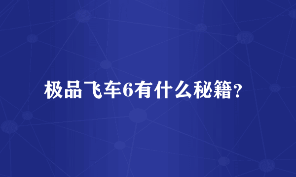 极品飞车6有什么秘籍？