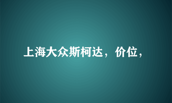 上海大众斯柯达，价位，