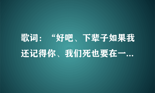 歌词：“好吧、下辈子如果我还记得你、我们死也要在一起…”这是什么歌曲的歌词来？