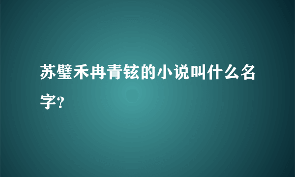 苏璧禾冉青铉的小说叫什么名字？