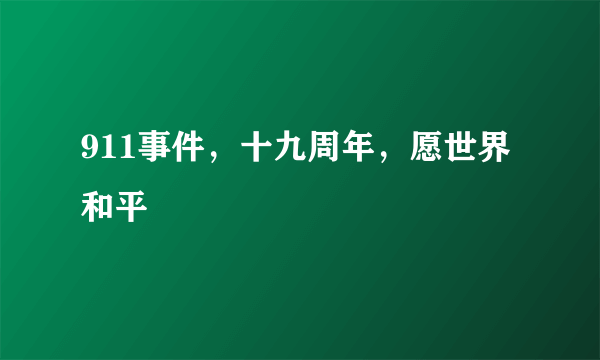 911事件，十九周年，愿世界和平