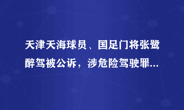 天津天海球员、国足门将张鹭醉驾被公诉，涉危险驾驶罪，被查时血液酒精含量达253.3毫克/100毫升。你怎么看？