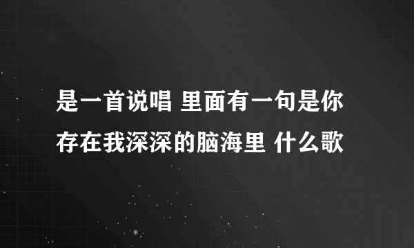 是一首说唱 里面有一句是你存在我深深的脑海里 什么歌