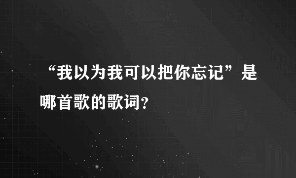 “我以为我可以把你忘记”是哪首歌的歌词？