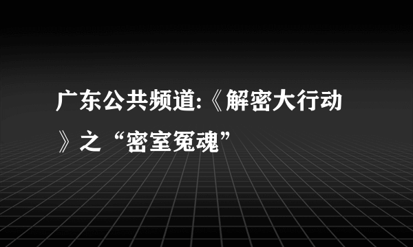 广东公共频道:《解密大行动》之“密室冤魂”