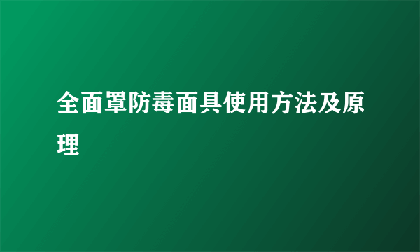 全面罩防毒面具使用方法及原理