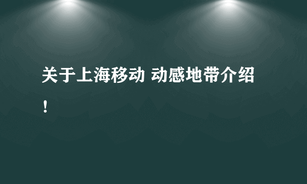 关于上海移动 动感地带介绍！