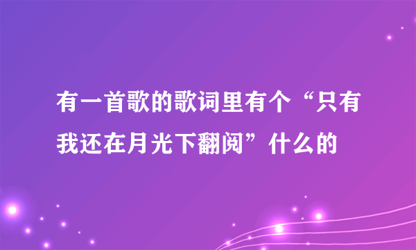 有一首歌的歌词里有个“只有我还在月光下翻阅”什么的