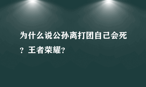 为什么说公孙离打团自己会死？王者荣耀？