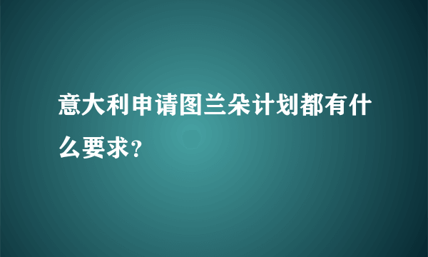 意大利申请图兰朵计划都有什么要求？