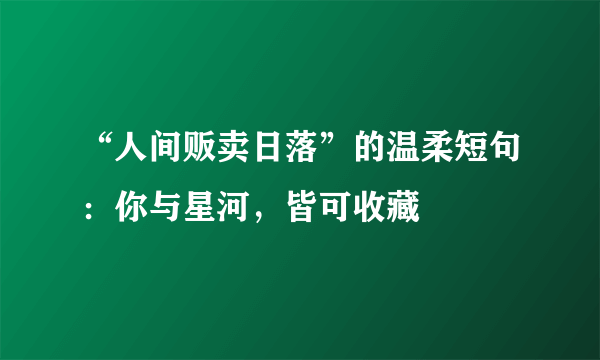 “人间贩卖日落”的温柔短句：你与星河，皆可收藏