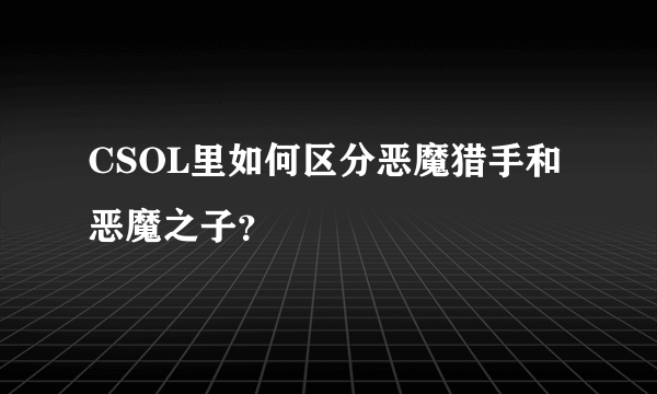 CSOL里如何区分恶魔猎手和恶魔之子？