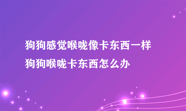 狗狗感觉喉咙像卡东西一样 狗狗喉咙卡东西怎么办