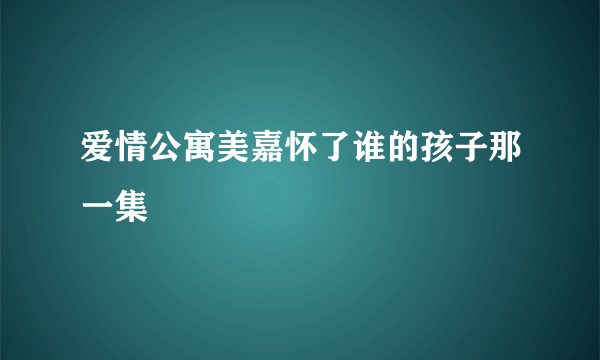 爱情公寓美嘉怀了谁的孩子那一集