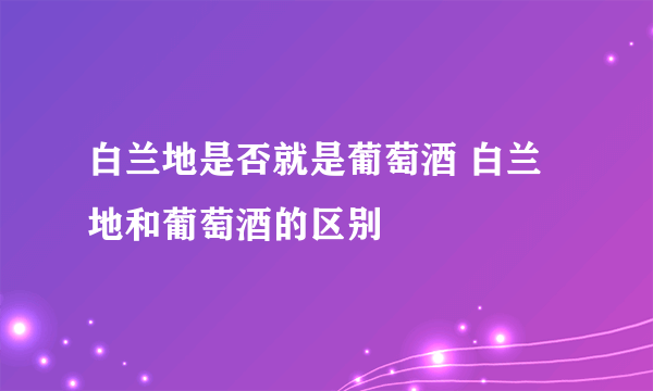 白兰地是否就是葡萄酒 白兰地和葡萄酒的区别