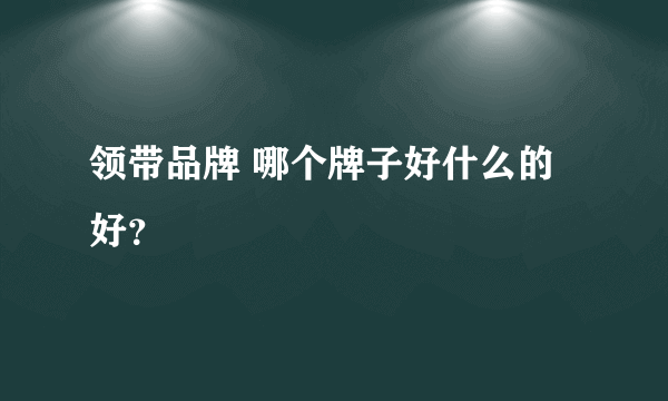 领带品牌 哪个牌子好什么的好？