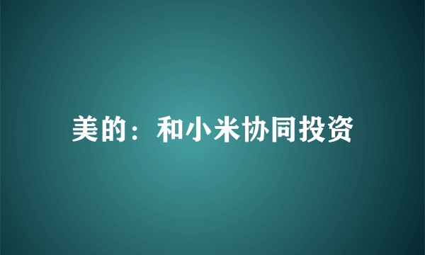 美的：和小米协同投资