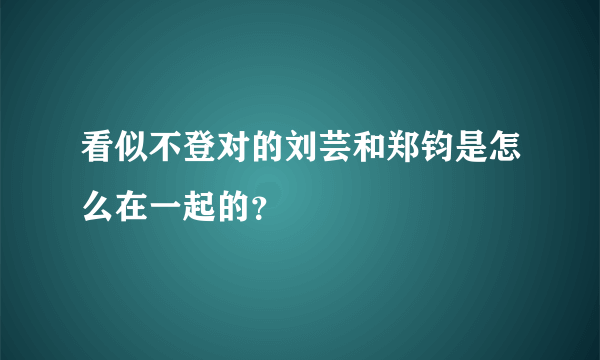 看似不登对的刘芸和郑钧是怎么在一起的？