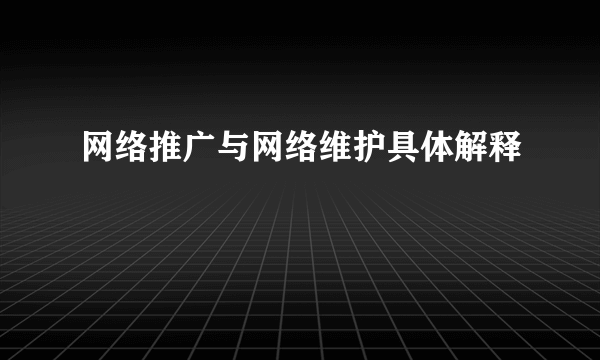 网络推广与网络维护具体解释