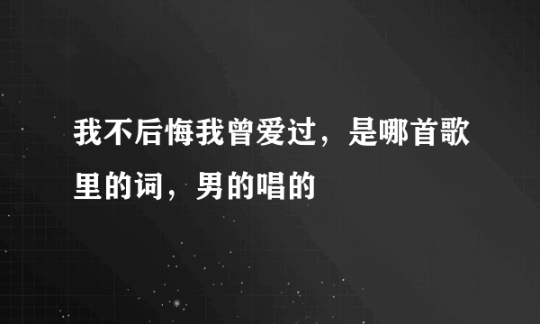 我不后悔我曾爱过，是哪首歌里的词，男的唱的