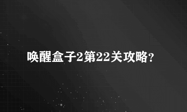 唤醒盒子2第22关攻略？