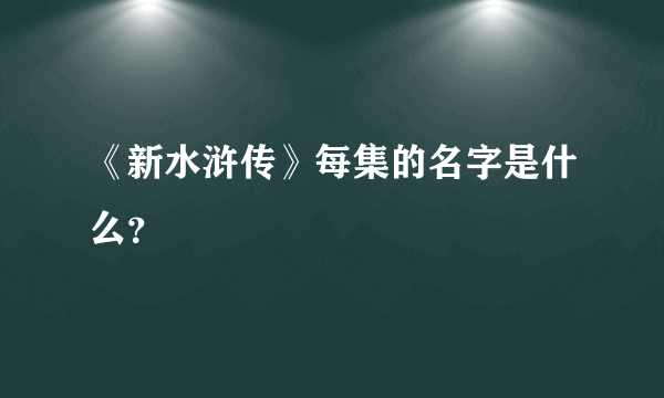 《新水浒传》每集的名字是什么？