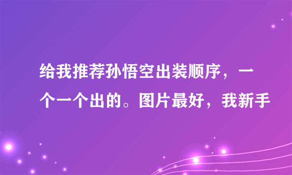 给我推荐孙悟空出装顺序，一个一个出的。图片最好，我新手