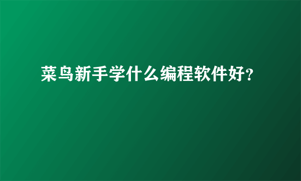 菜鸟新手学什么编程软件好？