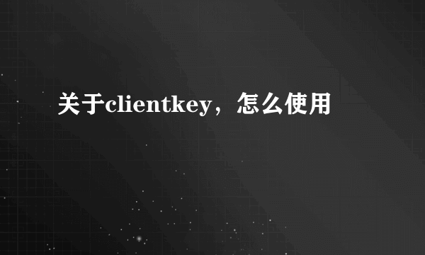 关于clientkey，怎么使用