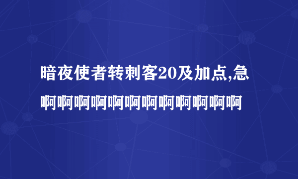 暗夜使者转刺客20及加点,急啊啊啊啊啊啊啊啊啊啊啊啊