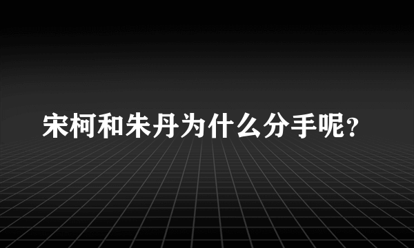 宋柯和朱丹为什么分手呢？