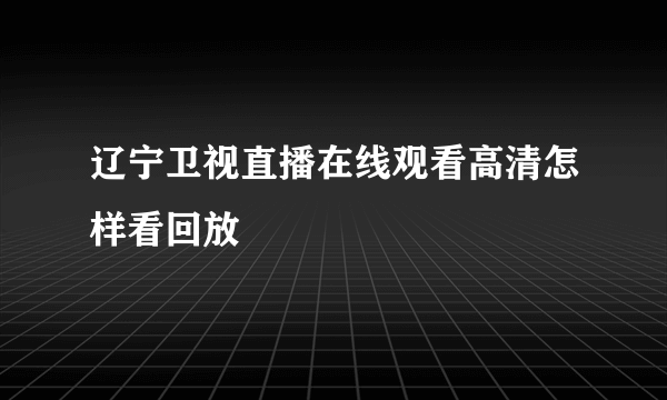 辽宁卫视直播在线观看高清怎样看回放