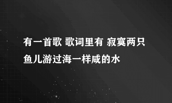 有一首歌 歌词里有 寂寞两只鱼儿游过海一样咸的水